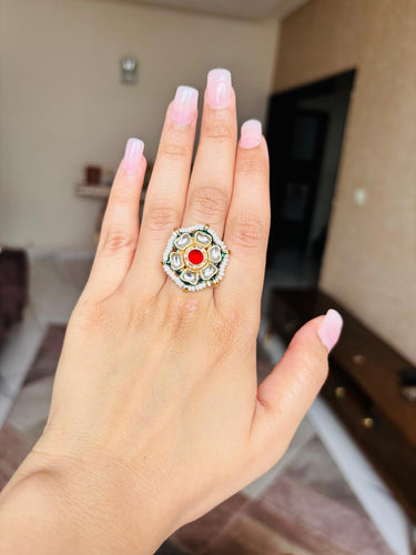 Kundan Pearl Ring